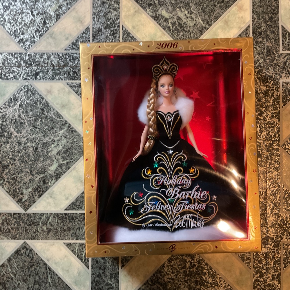 2006 Holiday Barbie in Black and Gold Gown
